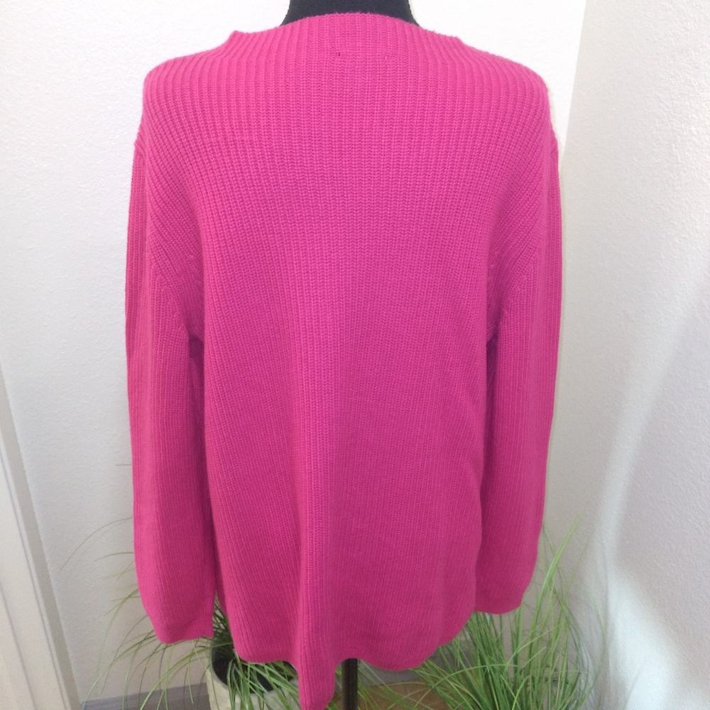 TALBOTS Women's XL Pink Cable Knit Long Sleeve Sweater - Picture 6 of 13